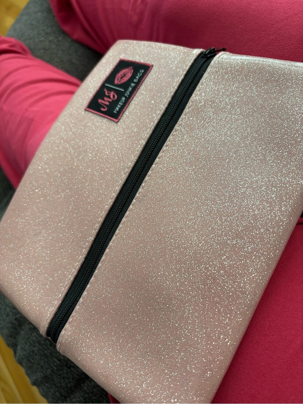 Glitter Pink Cosmetic Pouch - Brand